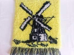 Retro suba wall picture, wall tapestry with a windmill motif, handmade