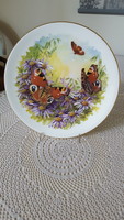 Csodaszép pillangós,virágos Royal Grafton porcelán tányér,falidísz