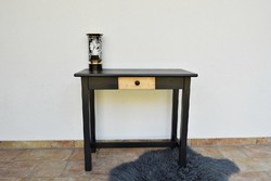 Vintage black reclaimed wood console table with drawers storage table