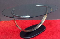 Italian art deco 1970 chrome copper glass table negotiable