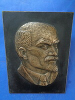 Vintage bronze Lenin wall plaque