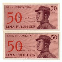50  Sen  2 db sorszámkövető 1964       Indonézia