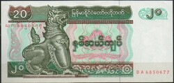 D - 150 -  Külföldi bankjegyek:  Myanmar 1997  20 kyat UNC