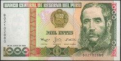 D - 154 -  Külföldi bankjegyek:  Peru  1988 1000 intis UNC