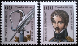 N1559-60 / 1991 Németország Karl Theodor Körner költő blokk bélyegei postatiszta
