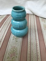 Kispest 1930s blue ceramic art deco vase similar to Zsolnay base glaze