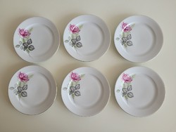 Retro Alföldi porcelán rózsás készlet rózsa mintás desszertes kis tányér 6 db