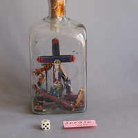 19th century religious-themed whimsy bottle tweezers / 19th century whimsey bottle