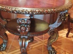 Antique rarity (more than 100 years old) round table with wonderful carving