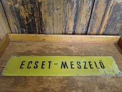 Szatócsbolti, vegyesbolti vagy festékbolti festett üvegtábla, 20. sz közepei, Ecset-Meszelő LEÁRAZVA