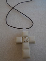 Catholic cross made of mosaic porcelain with matching fashionable cord