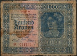 D - 175 -  Külföldi bankjegyek: Ausztria 1922 1 000 korona