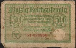 D - 174 -  Külföldi bankjegyek: Németország 1940-45  50 pfennig