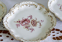Aquincumi, openwork, handmade, gold feathered, floral pattern dessert plates. Price/piece - cheaper at the same time