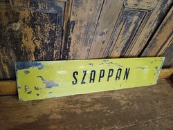 Régi tábla, szatócsbolti üveg tábla, vegyes bolti Szappan tábla, festett üveg, 20. sz LEÁRAZVA!