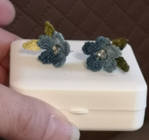 Earrings made with microcrochet blue