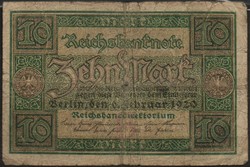 D - 178 -  Külföldi bankjegyek: Németország 1920  10 márka