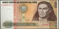D - 164 -  Külföldi bankjegyek: Peru 1987 500 intis  UNC