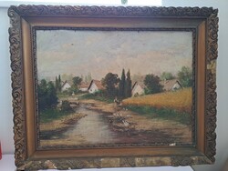 Csókfalvy Raffay Sándor: Girl with Ducks (Village Scene)