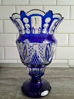 Royal blue lead crystal vase