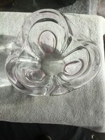 Halványrózsaszín kristályüveg  tál, kínáló, asztalközép (201)