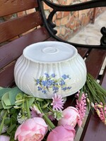 Zsolnay beautiful forget-me-not floral porcelain scone bowl rustic decoration, nostalgia
