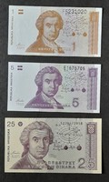 Croatia * 1-5-25 dinars 1991