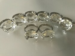 Napkin rings with huge polished crystal for festive occasions, 8 pcs