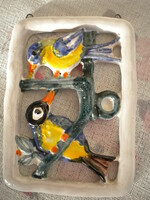 Birds on a tree branch ceramic wall picture