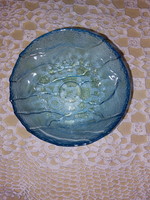 Retro old glass bowl, bowl, compote, salad bowl, offering beautiful turquoise blue, 1pc