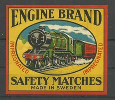1900.- Svéd - Gyufacímke - vonat - Engine Brand