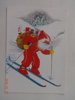 Old graphic Christmas greeting card, postage stamp (drawing by Paula Hernád)