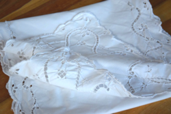 Antique old hand embroidered riselt tablecloth tablecloth centerpiece running 135 x 37