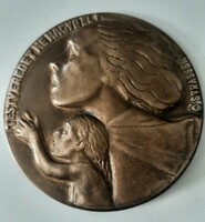 A real rarity! Don't leave your brother István Örkényi Strasser (1911-1944)! Omzsa bronze plaque