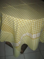 Beautiful vintage checkered woven tablecloth