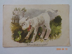 Old graphic Easter greeting card, drawing by Károly Reich