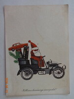 Old graphic Christmas greeting card - salty Laszlo drawing