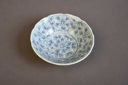 Kék japán tányérka máz alatti kék festéssel, XX.sz.