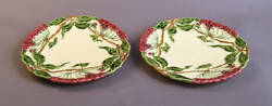 A pair of art nouveau wall plates from Körmöcbánya with a berry pattern, No. xx. Front, one has damage