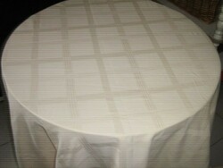 Antique checkered yellow huge damask tablecloth