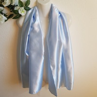 New, custom-made light blue satin scarf, shawl, shawl, stole