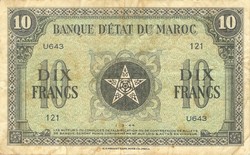 10 Francs francs 1944 Morocco rare