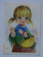 Old, retro Spanish graphic children's postcard