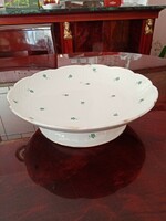 More than 100 years old Herend porcelain with green floral base, cake serving bowl, centerpiece