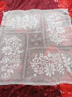 Snow-white rectangular lace tablecloth