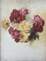 Benczúr Ida Dolányi: Rose Bouquet Oil Painting