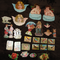 26 db régi matrica /préselt képek angyal gyerek állat virág