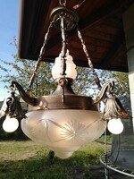 Antique frog chain chandelier refurbished for sale.