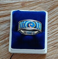 Frey Wille enamel ring with palladium/rhodium plating