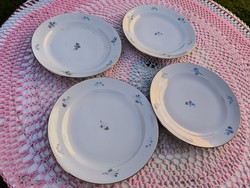 Zsolnay porcelain blue floral flat plate 4 pieces for sale!
